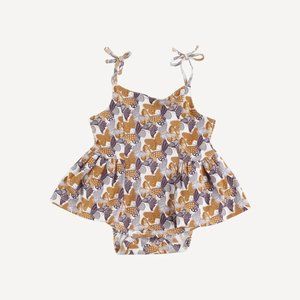 NWT Kate Quinn Plum Mod Butterflies Organic Cotton Spaghetti Tie Strap Ballerina